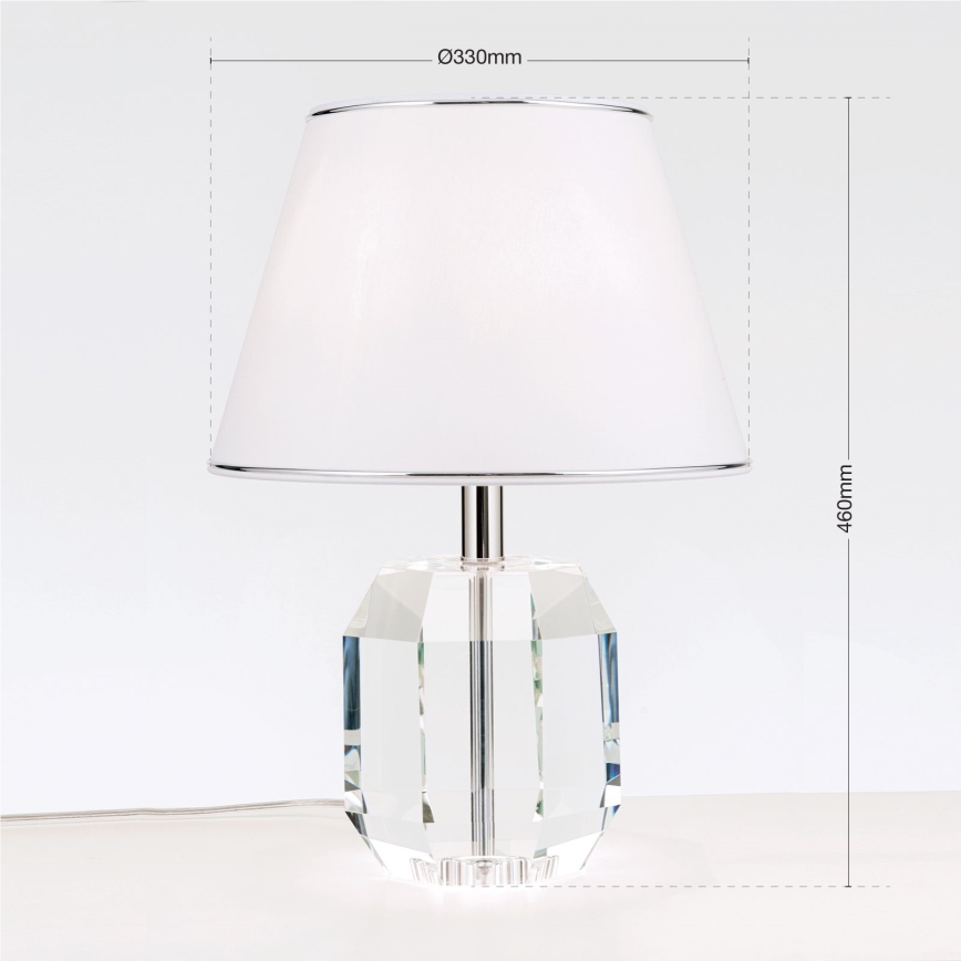 Kristalna stona lampa ALEXIS 1xE27/60W/230V bela/sjajni krom/prozirna
