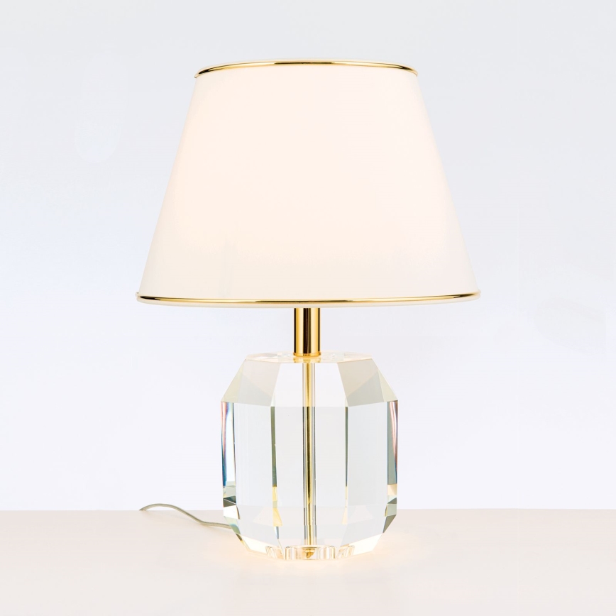 Kristalna stona lampa ALEXIS 1xE27/60W/230V kremasta/zlatna/prozirna