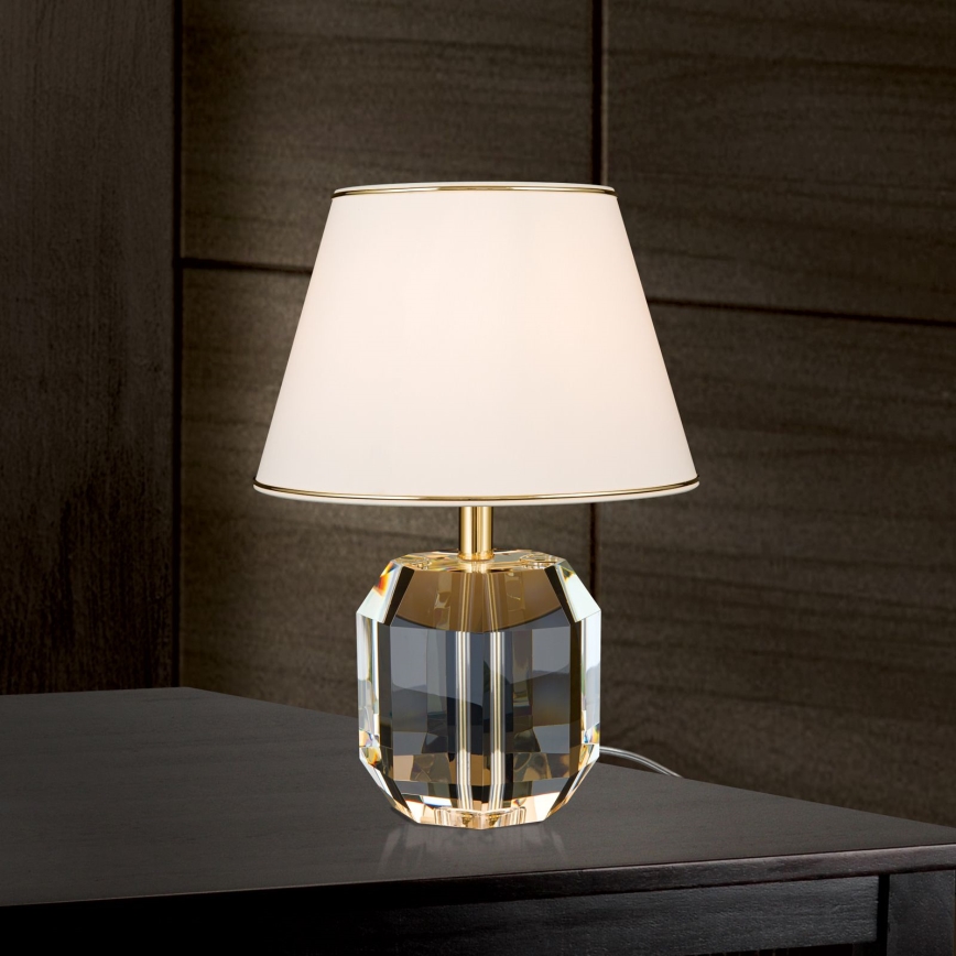 Kristalna stona lampa ALEXIS 1xE27/60W/230V kremasta/zlatna/prozirna