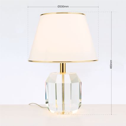 Kristalna stona lampa ALEXIS 1xE27/60W/230V kremasta/zlatna/prozirna