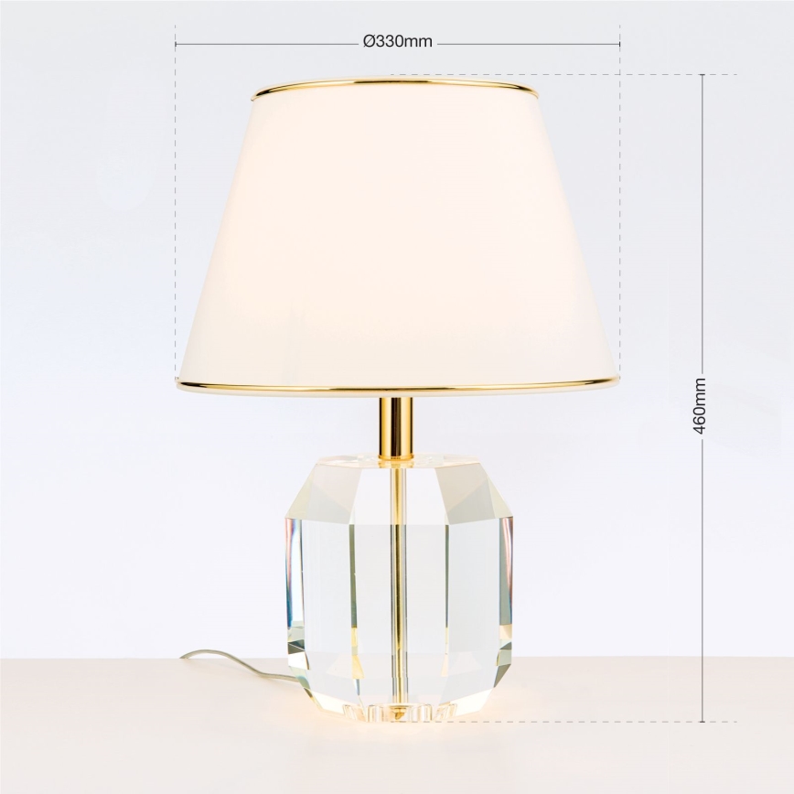 Kristalna stona lampa ALEXIS 1xE27/60W/230V kremasta/zlatna/prozirna