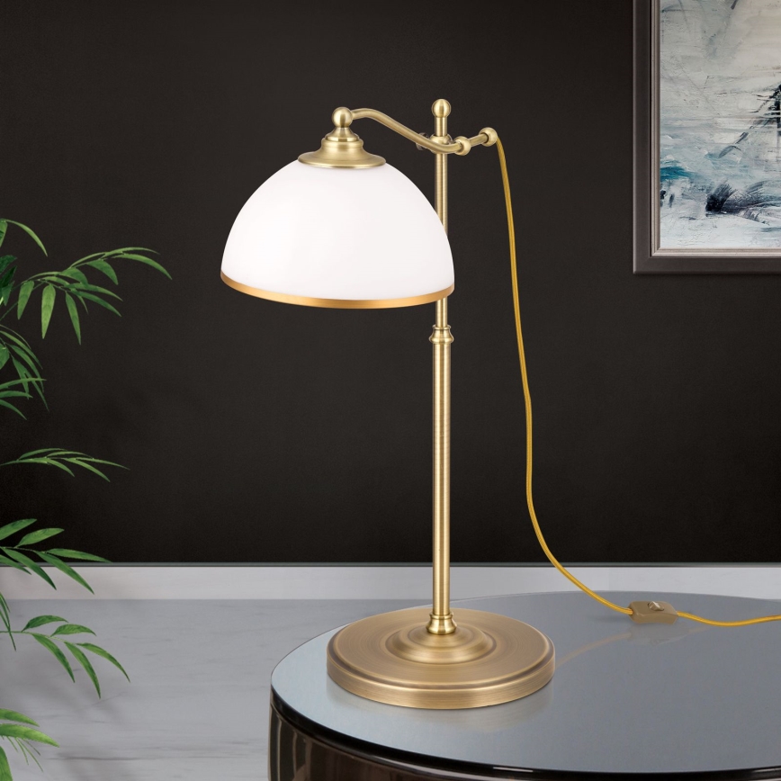 Stona lampa OLD LAMP 1xE27/40W/230V 65 cm bela/mesing
