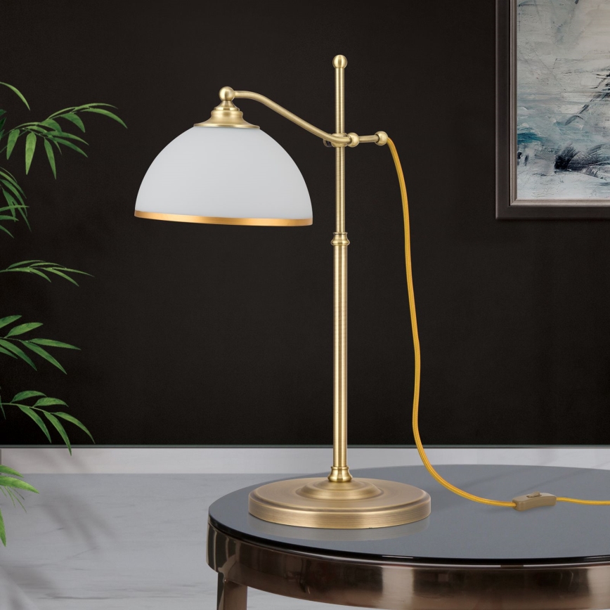 Stona lampa OLD LAMP 1xE27/40W/230V 65 cm bela/mesing