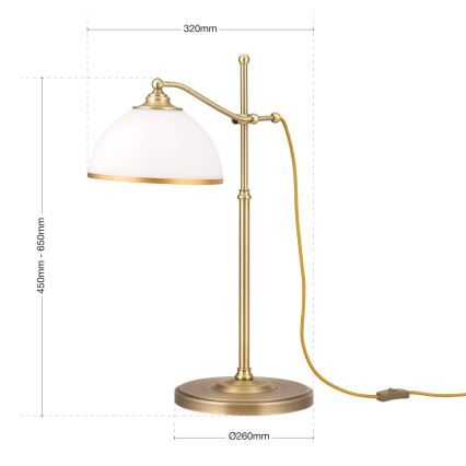 Stona lampa OLD LAMP 1xE27/40W/230V 65 cm bela/mesing