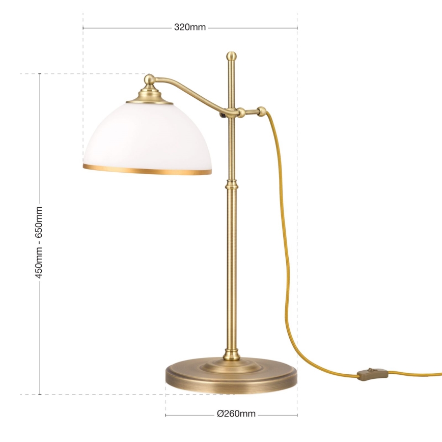 Stona lampa OLD LAMP 1xE27/40W/230V 65 cm bela/mesing