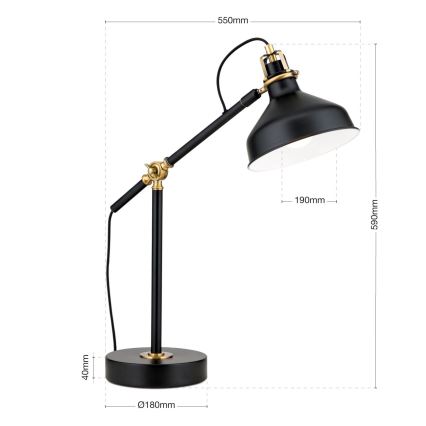 Stona lampa SCHILLER 1xE27/40W/230V crno/bronzana