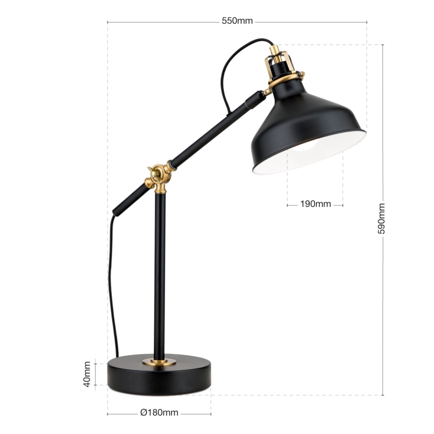 Stona lampa SCHILLER 1xE27/40W/230V crno/bronzana