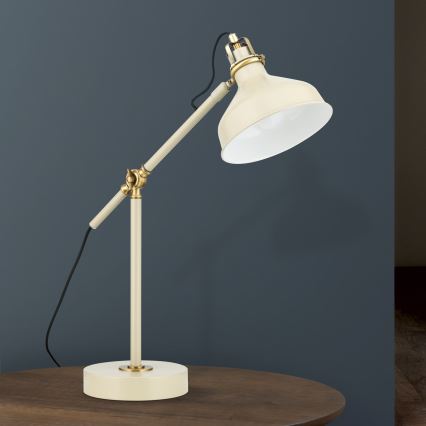 Stona lampa SCHILLER 1xE27/40W/230V kremasta/bronzana