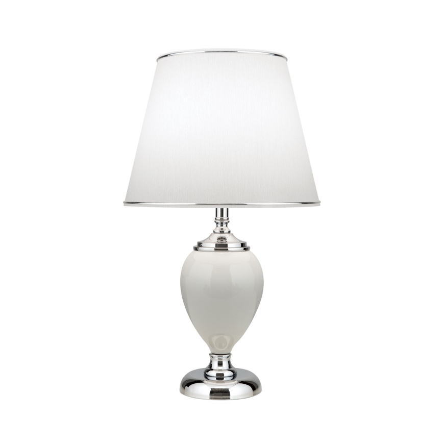 Stona lampa OVUM 1xE27/40W/230V 48 cm keramika bela/sjajni krom