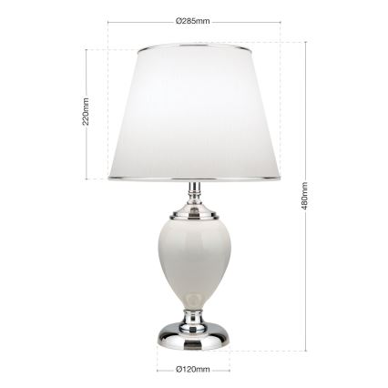 Stona lampa OVUM 1xE27/40W/230V 48 cm keramika bela/sjajni krom