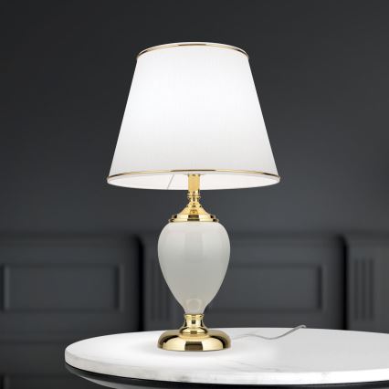 Stona lampa OVUM 1xE27/40W/230V 48 cm keramika bela/zlatna