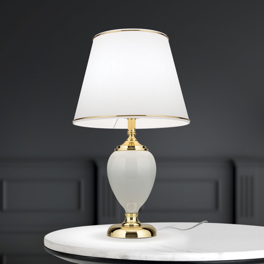 Stona lampa OVUM 1xE27/40W/230V 48 cm keramika bela/zlatna