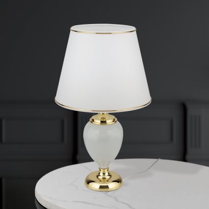 Stona lampa OVUM 1xE27/40W/230V 48 cm keramika bela/zlatna