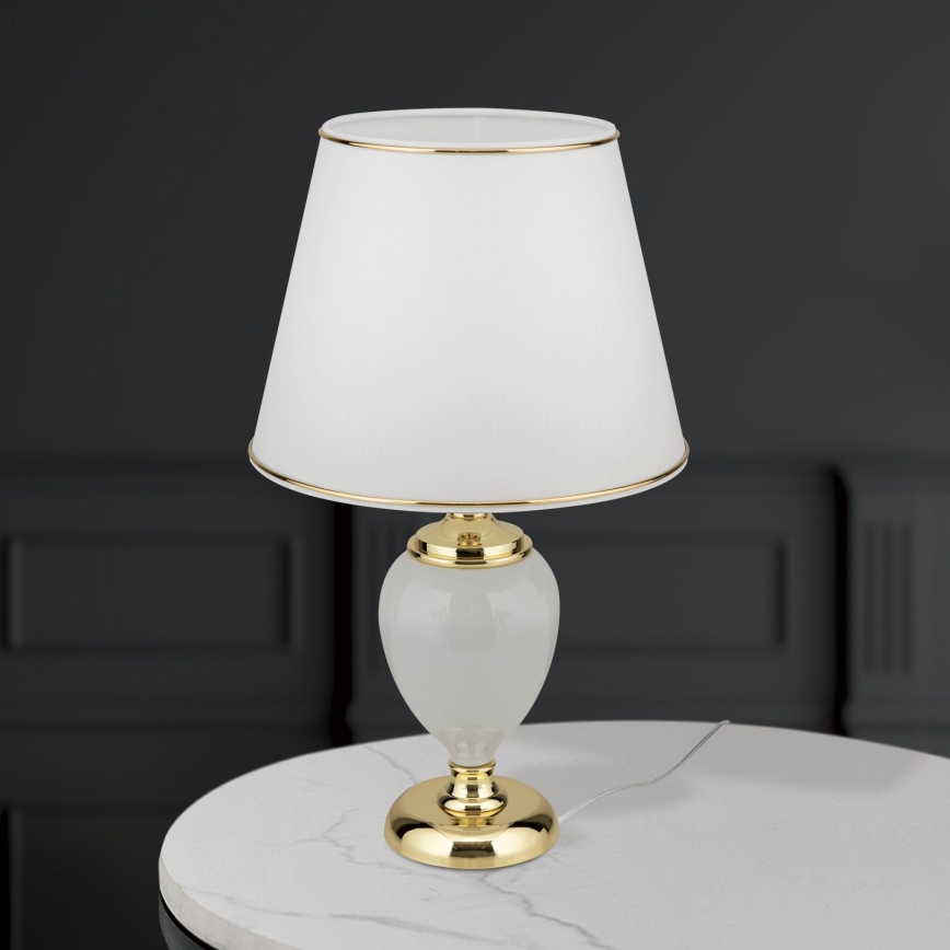 Stona lampa OVUM 1xE27/40W/230V 48 cm keramika bela/zlatna