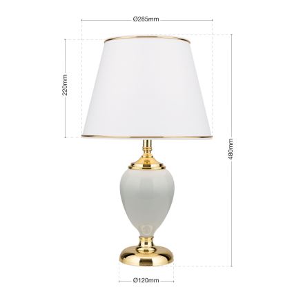 Stona lampa OVUM 1xE27/40W/230V 48 cm keramika bela/zlatna