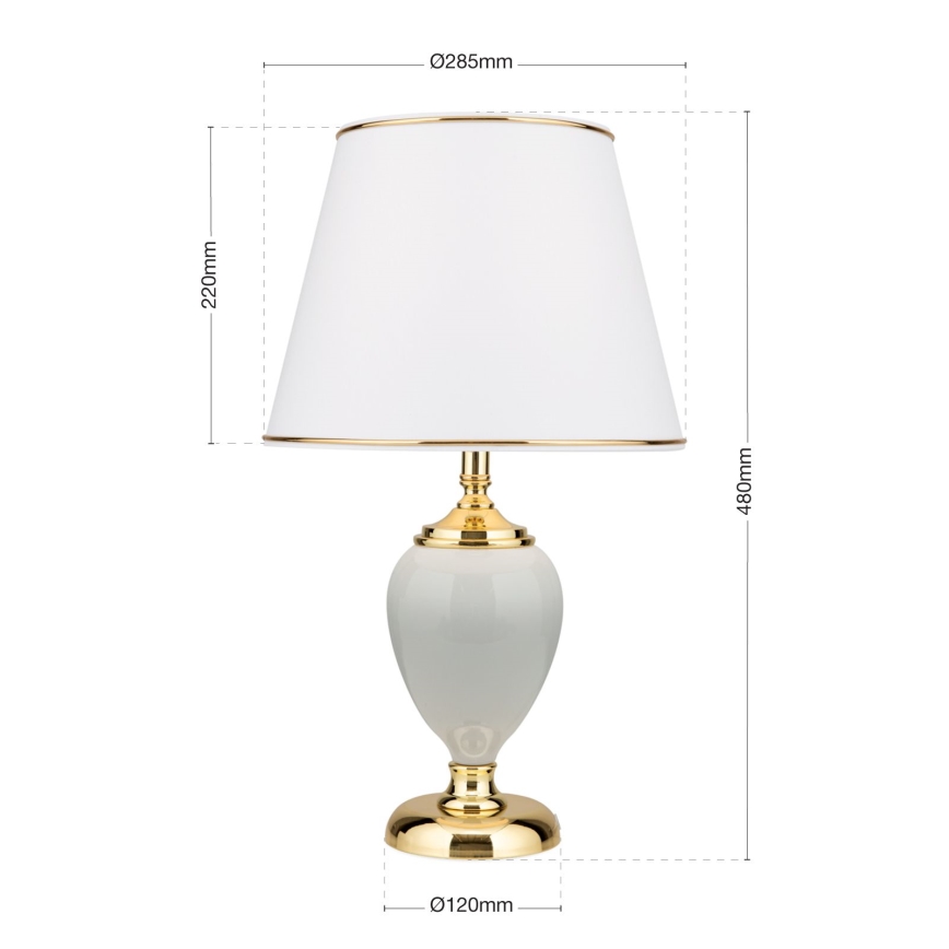 Stona lampa OVUM 1xE27/40W/230V 48 cm keramika bela/zlatna