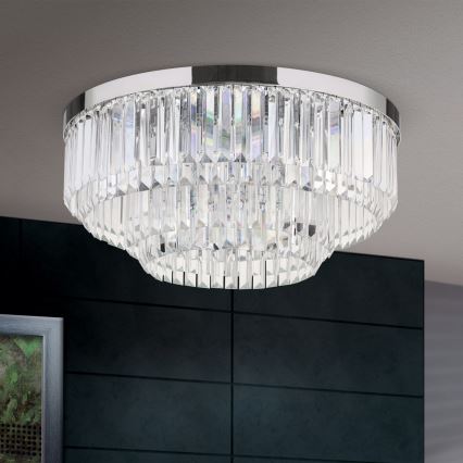 LED prigušiva kristalna plafonska lampa PRISM LED/80W/230V fi 55 cm sjajni hrom