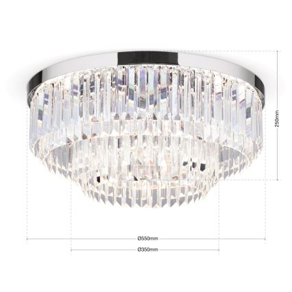 LED prigušiva kristalna plafonska lampa PRISM LED/80W/230V fi 55 cm sjajni hrom
