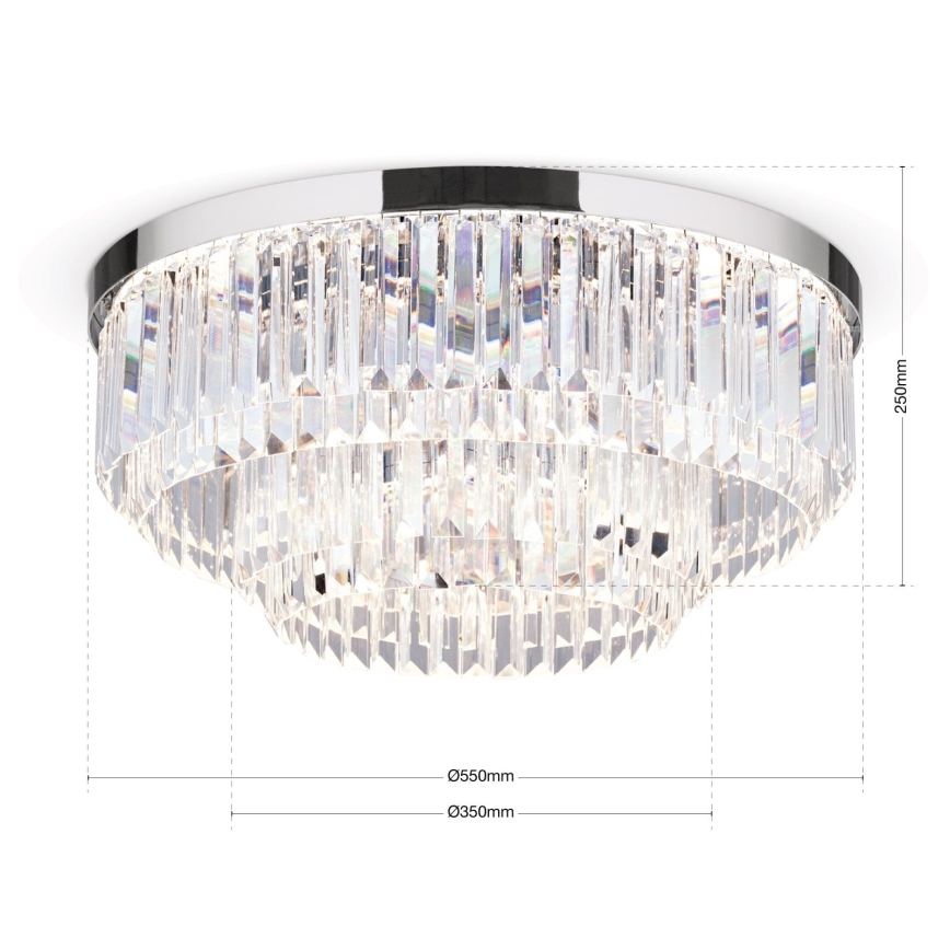 LED prigušiva kristalna plafonska lampa PRISM LED/80W/230V fi 55 cm sjajni hrom