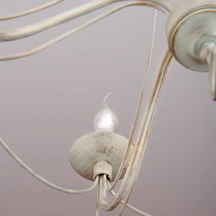 Luster na lancu VELA 5xE14/40W/230V pr. 60 cm bela/zlatna/patina