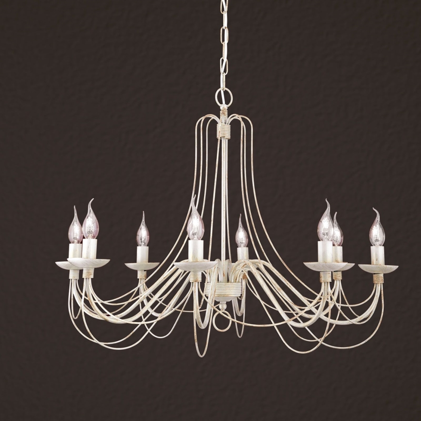 Luster na lancu VELA 8xE14/40W/230V pr. 80 cm bela/zlatna/patina