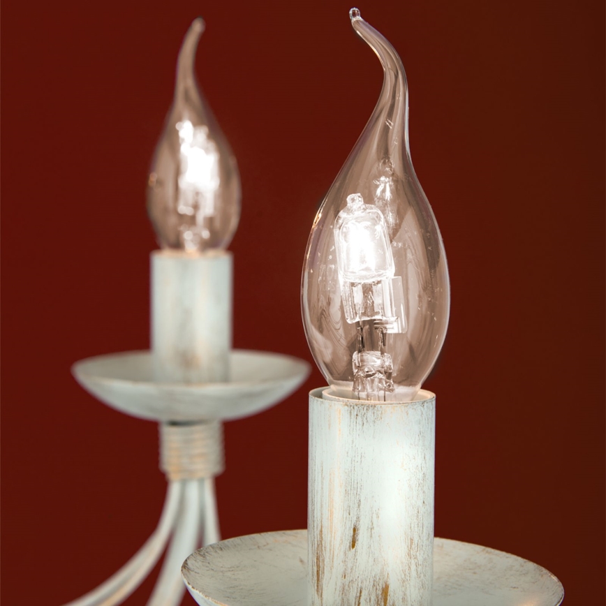 Luster na lancu VELA 8xE14/40W/230V pr. 80 cm bela/zlatna/patina