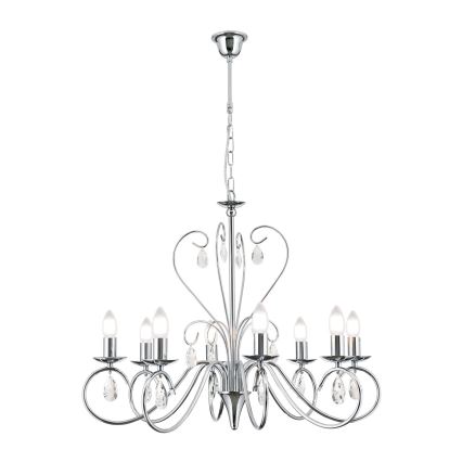 Kristalni luster na lancu ALESSIA 8xE14/40W/230V sjajni krom