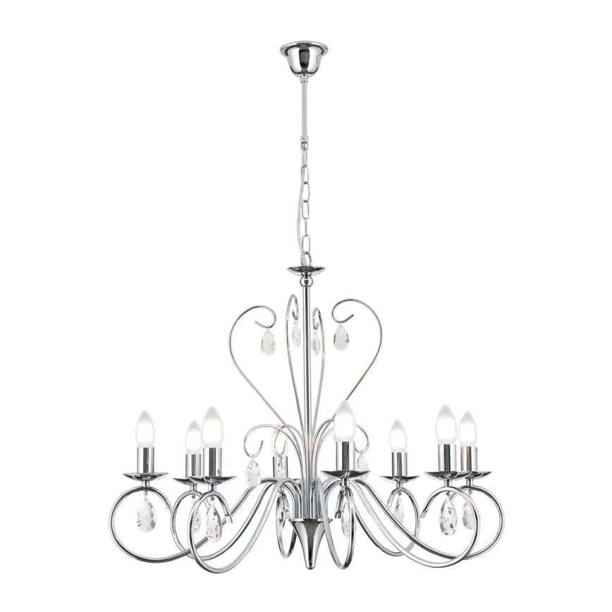 Kristalni luster na lancu ALESSIA 8xE14/40W/230V sjajni krom
