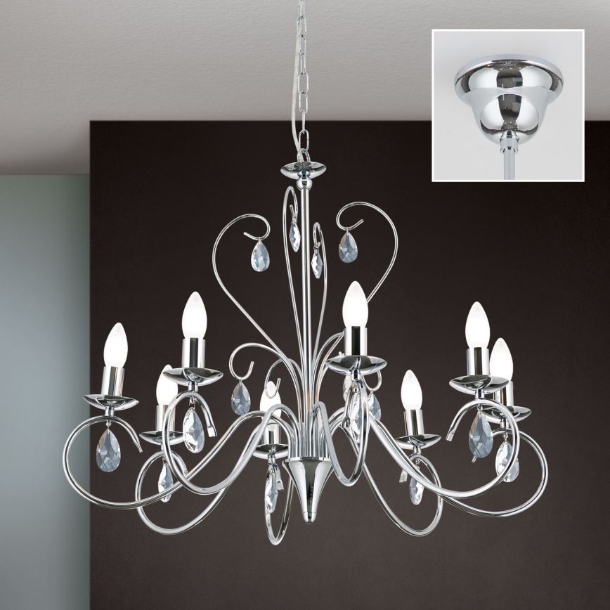 Kristalni luster na lancu ALESSIA 8xE14/40W/230V sjajni krom