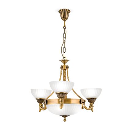 Luster na lancu ROCCA 6xE27/60W/230V pr. 64 cm bronzana/bela