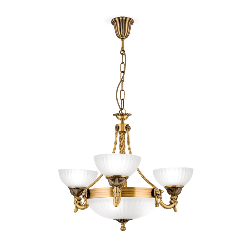 Luster na lancu ROCCA 6xE27/60W/230V pr. 64 cm bronzana/bela
