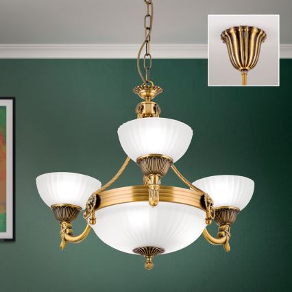Luster na lancu ROCCA 6xE27/60W/230V pr. 64 cm bronzana/bela