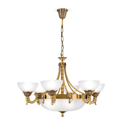 Luster na lancu ROCCA 9xE27/60W/230V pr. 75 cm bronzana/bela