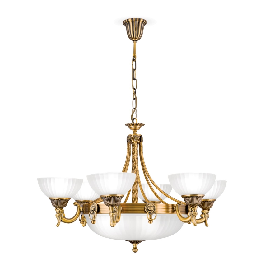 Luster na lancu ROCCA 9xE27/60W/230V pr. 75 cm bronzana/bela