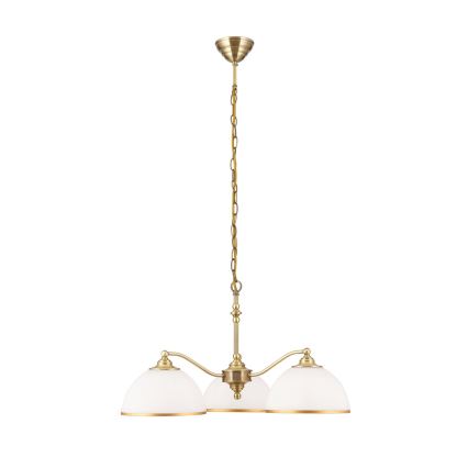 Luster na lancu OLD LAMP 3xE27/40W/230V pr. 65 cm bela/mesing