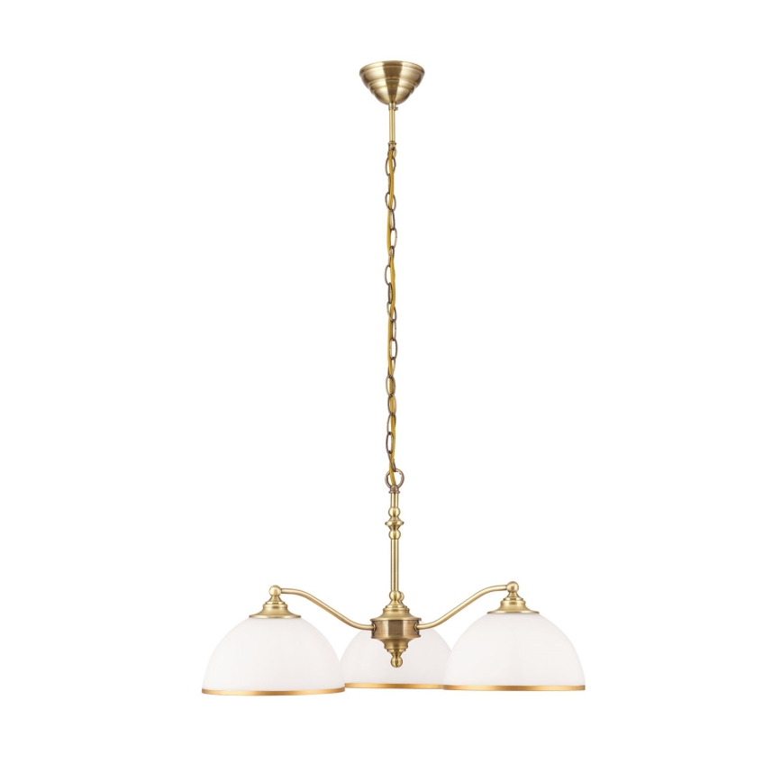Luster na lancu OLD LAMP 3xE27/40W/230V pr. 65 cm bela/mesing