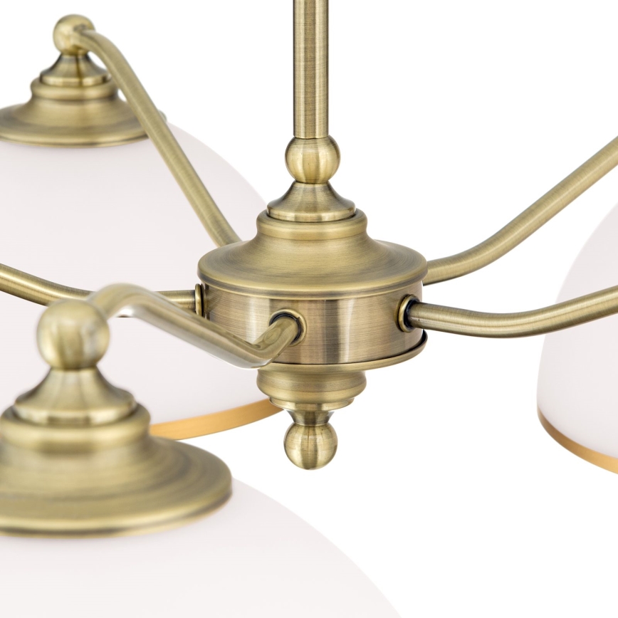 Luster na lancu OLD LAMP 5xE27/40W/230V pr. 75 cm bela/mesing