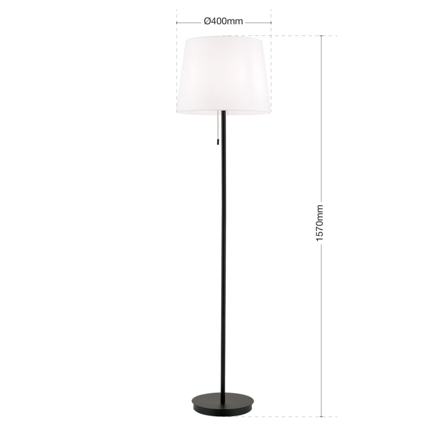 Podna lampa LUDWIG 1xE27/40W/230V bela/crno