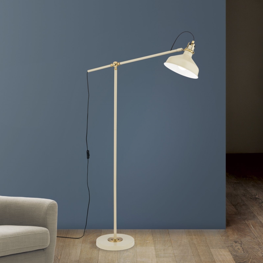 Podna lampa SCHILLER 1xE27/40W/230V kremasta/bronzana