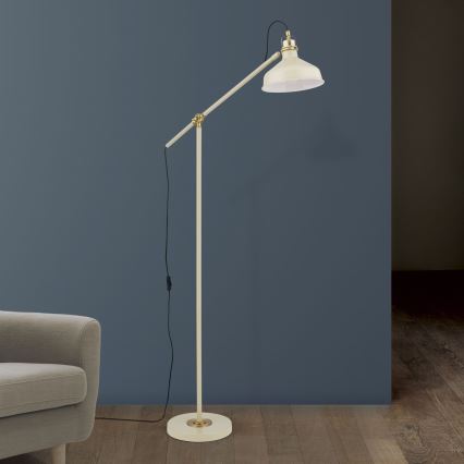 Podna lampa SCHILLER 1xE27/40W/230V kremasta/bronzana