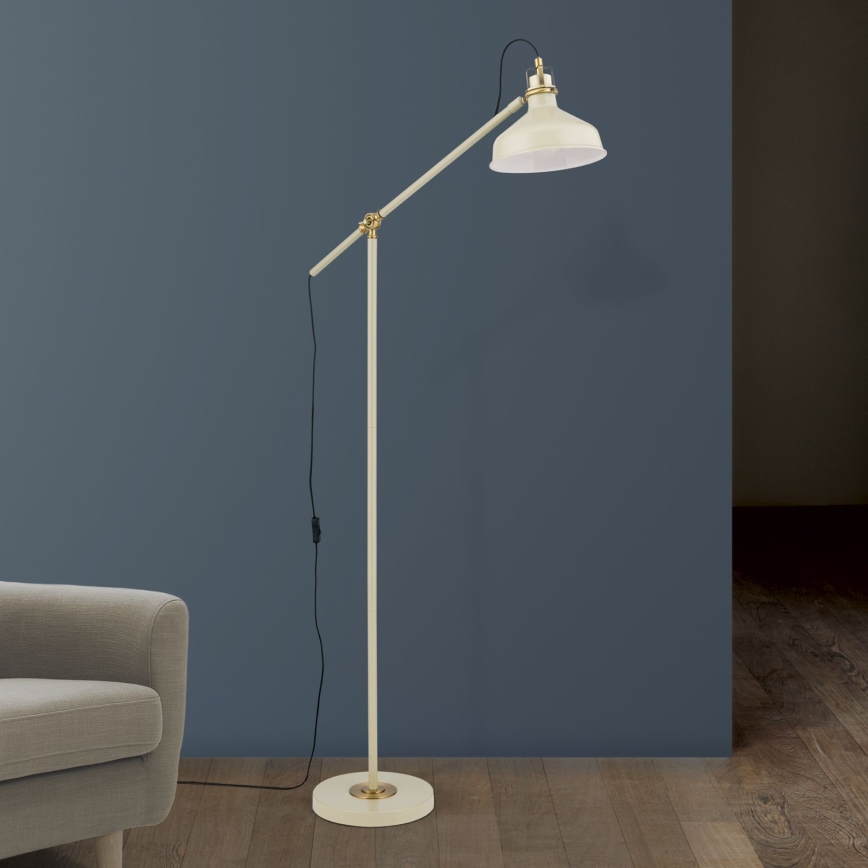Podna lampa SCHILLER 1xE27/40W/230V kremasta/bronzana