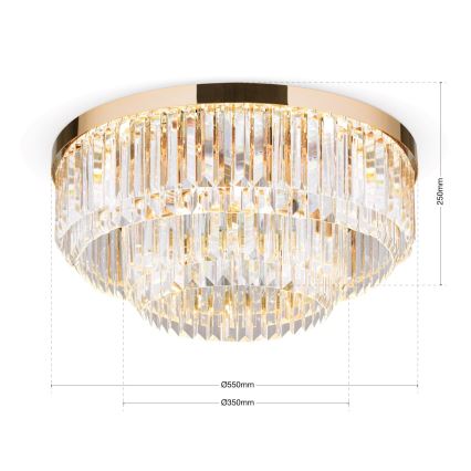 LED prigušiva kristalna plafonska lampa PRISM LED/80W/230V prečnik 55 cm 24K zlatna pozlata