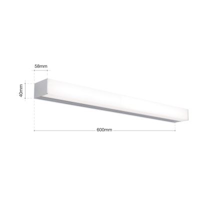 LED osvetljenje za kupatilsko ogledalo HORIZON LED/12W/230V 3000/4000K 60 cm IP44 srebrna