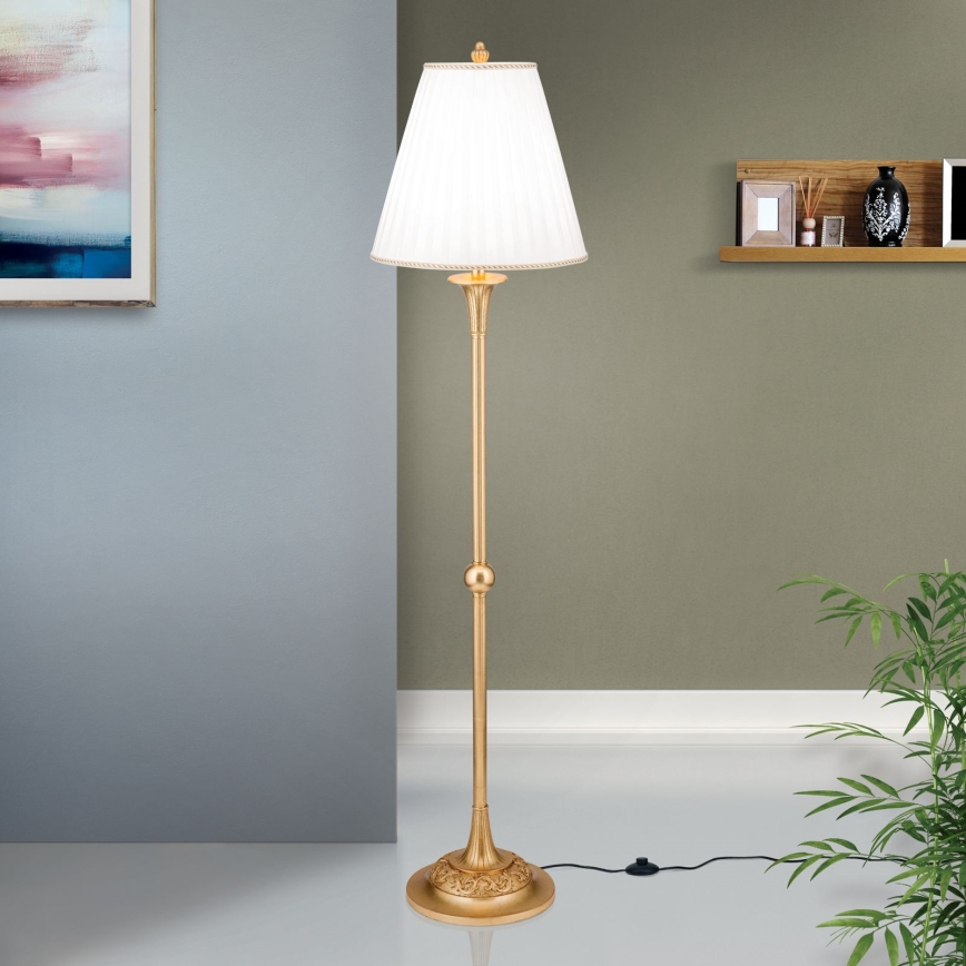 Podna lampa FONSA 1xE27/60W/230V bela/zlatna