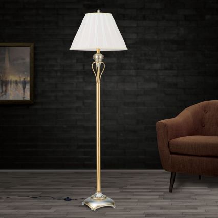 Podna lampa TIZIA 1xE27/60W/230V bela/zlatna/patina