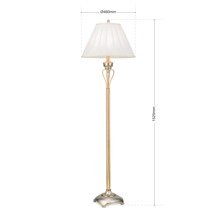 Podna lampa TIZIA 1xE27/60W/230V bela/zlatna/patina