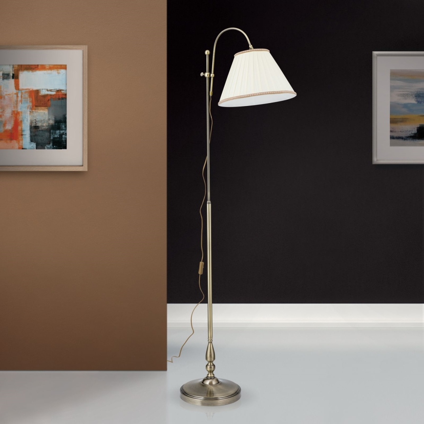 Podna lampa TONIA 1xE27/60W/230V 183 cm bela/bronzana