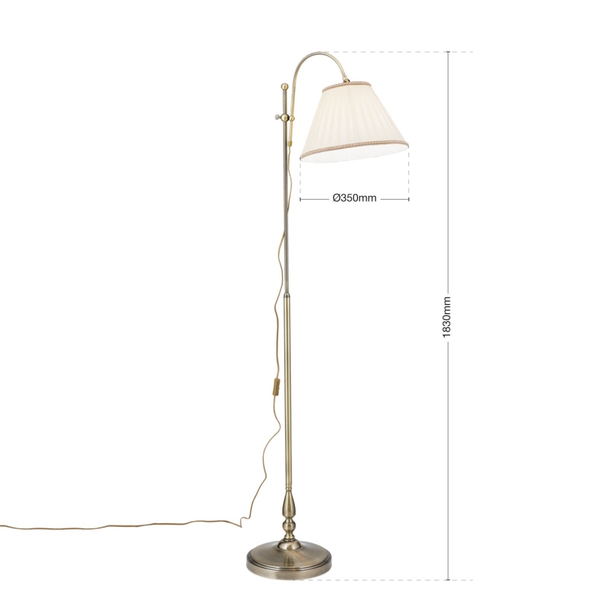 Podna lampa TONIA 1xE27/60W/230V 183 cm bela/bronzana