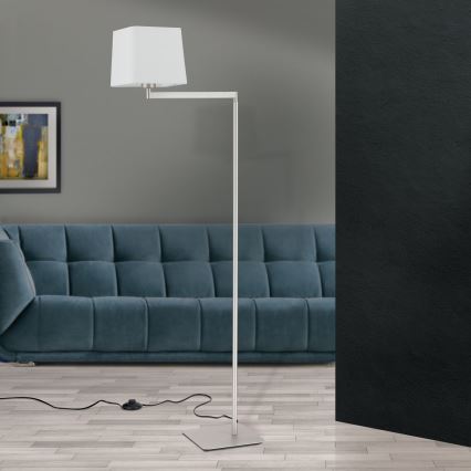 Podna lampa CARLTON 1xE27/40W/230V bela/mat krom