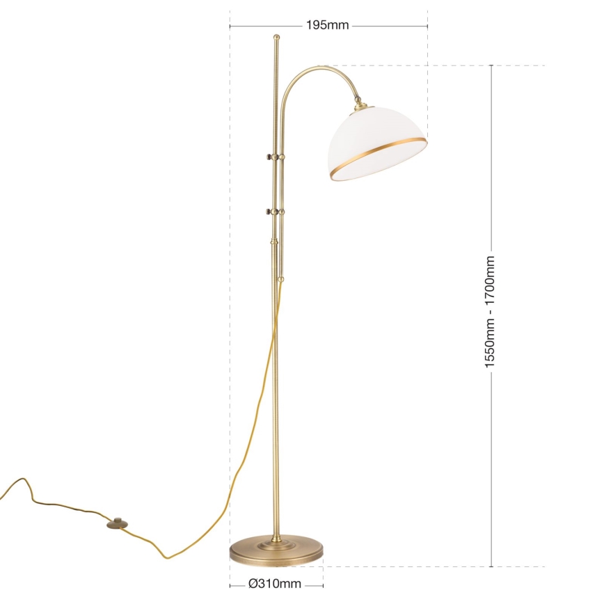 Podna lampa OLD LAMP 1xE27/40W/230V bela/mesing